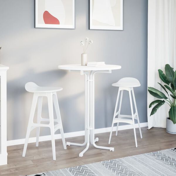 vidaXL Bartisch Wei&szlig; &Oslash;80x110 cm Holzwerkstoff und Stahl