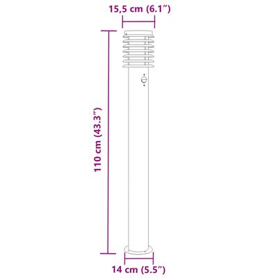 vidaXL Wegeleuchte mit Bewegungsmelder Silbern 110 cm Edelstahl