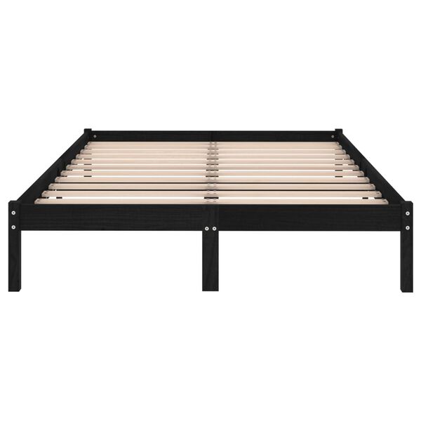 vidaXL Massivholzbett Schwarz Kiefer 200x200 cm
