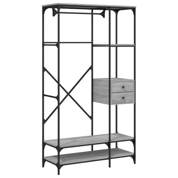 vidaXL Kleiderst&auml;nder mit Schubladen Grau Sonoma 100x40x180 cm