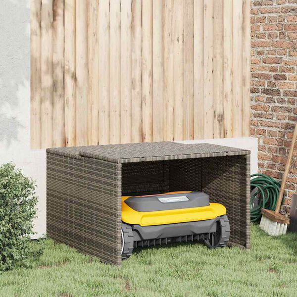 vidaXL M&auml;hroboter-Garage Grau 86x90x52/57 cm Poly Rattan