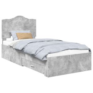 vidaXL Bettrahmen mit Kopfteil Beton Grau 70 x 190 cm Holzwerkstoff