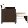vidaXL Gartensofa 2-Sitzer mit Tisch und Hockern Braun Poly Rattan