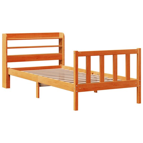 vidaXL Bettgestell mit Kopfteil ohne Matratze Wachsbraun 100x200 cm