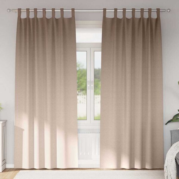 vidaXL Verdunkelungs-Vorh&auml;nge mit Ringen 2 pcs Taupe 225 x 140 cm