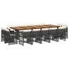 vidaXL 15-tlg. Garten-Essgruppe mit Kissen Schwarz Poly Rattan