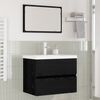 vidaXL Badezimmerm&ouml;bel-Set 3 pcs Schwarz Eichen-Optik Holzwerkstoff