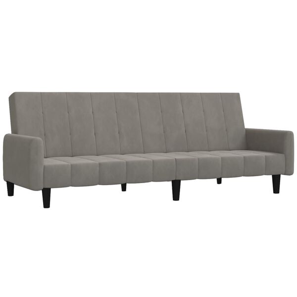 vidaXL Schlafsofa 2-Sitzer mit Fu&szlig;hocker Hellgrau Samt