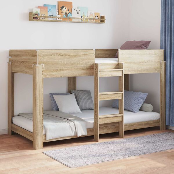 vidaXL Etagenbett f&uuml;r Kinder Sonoma-Eiche 90 x 200 cm Holzwerkstoff