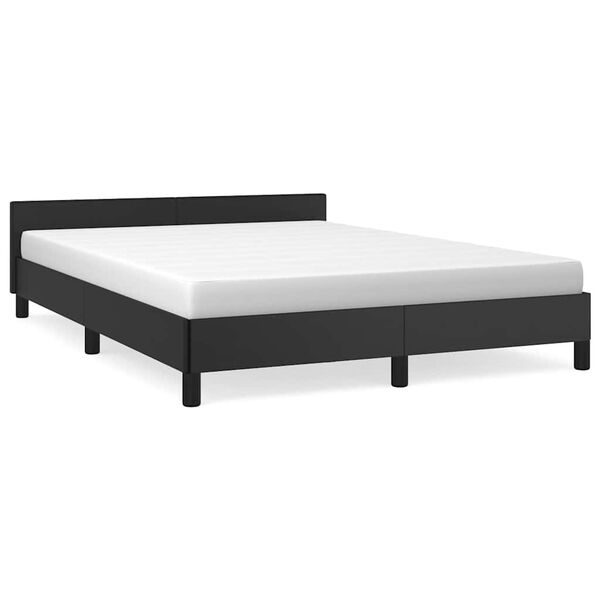 vidaXL Bettgestell mit Kopfteil ohne Matratze Schwarz 140x190 cm