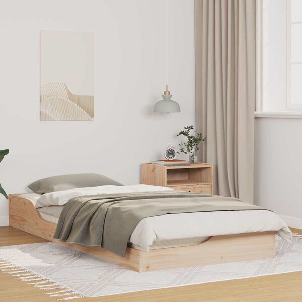 vidaXL Bodenbettgestell Braun 90 x 200 cm Massivholz Kiefer