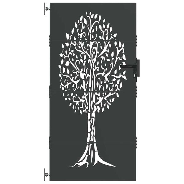 vidaXL Gartentor 85x200 cm Cortenstahl Baum-Design