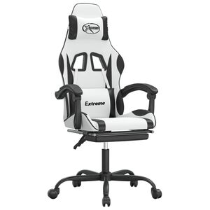 vidaXL Gaming-Stuhl mit Fu&szlig;st&uuml;tze Wei&szlig; und Schwarz Kunstleder