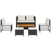 vidaXL Garten-Sofa-Set 6 pcs Schwarz und Creme Poly-Rattan