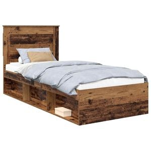 vidaXL Bettrahmen Altholz 90 x 200 cm Massives Kiefernholz