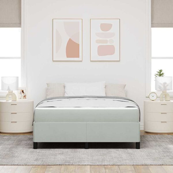 vidaXL Bettrahmen mit Matratze Hellgrau 140 x 190 cm Stoff