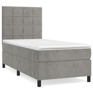 vidaXL Boxspringbett mit Matratze Hellgrau 80x200 cm Samt