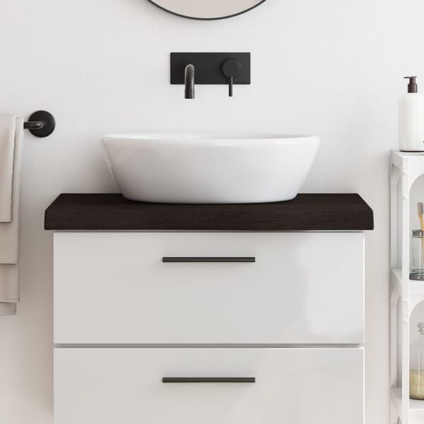 vidaXL Waschtischplatte Dunkelbraun 80x30x(2-6)cm Massivholz Behandelt