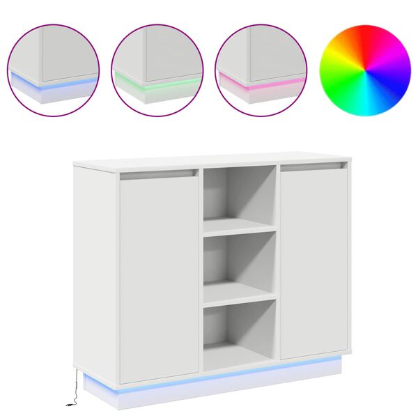 vidaXL LED-Sideboard mit Regal Weiß 90 x 32 x 75 cm Holzwerkstoff
