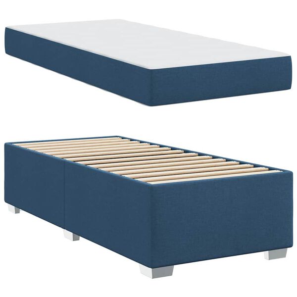 vidaXL Bettrahmen mit Matratze Blau 100 x 200 cm Stoff