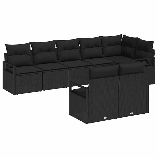 vidaXL Gartensofa-set mit Kissen 8 pcs Schwarz Poly-Rattan