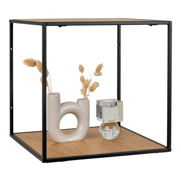 House Nordic Wandregal Avery 36x36x36 cm Eichen-Optik Schwarz