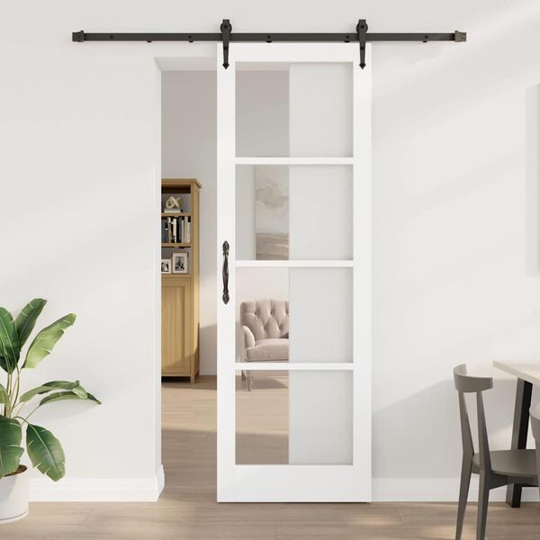 vidaXL Schiebet&uuml;r Wei&szlig; und Schwarz 78 x 232 cm