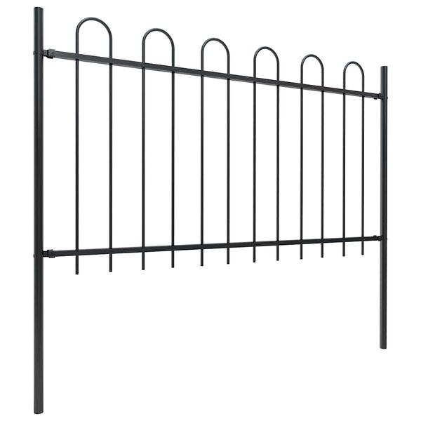 vidaXL Gartenzaun mit Rundbogen Stahl 1426 x 100 cm Schwarz