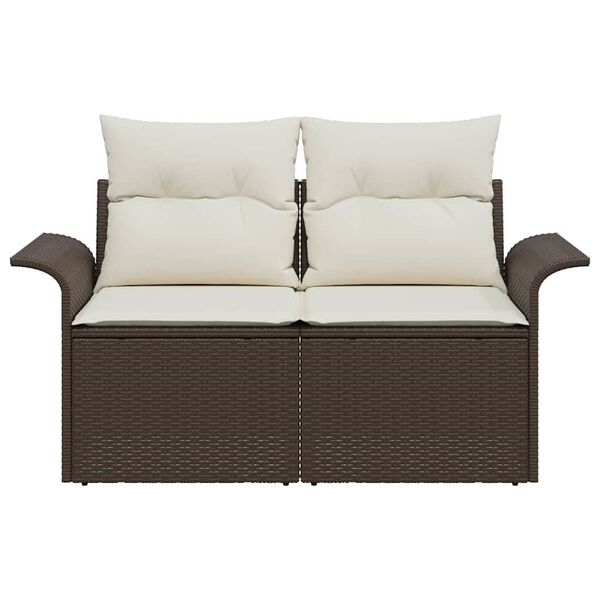 vidaXL Gartensofa mit Kissen Braun 141 x 62 x 69cm Poly-Rattan