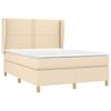 vidaXL Boxspringbett mit Matratze Creme 140x190 cm Stoff