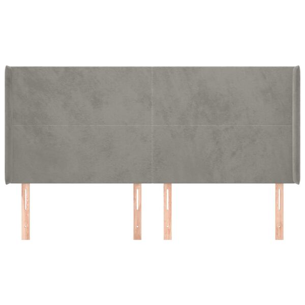 vidaXL Kopfteil mit Ohren Hellgrau 163x16x118/128 cm Samt
