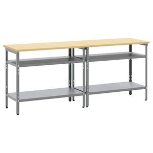 vidaXL Werkbank-Set 2 Stk. Beige und Grau Pulverbeschichteter Stahl