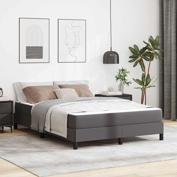 vidaXL Bettrahmen mit Matratze Grau 140 x 190 cm Stoff