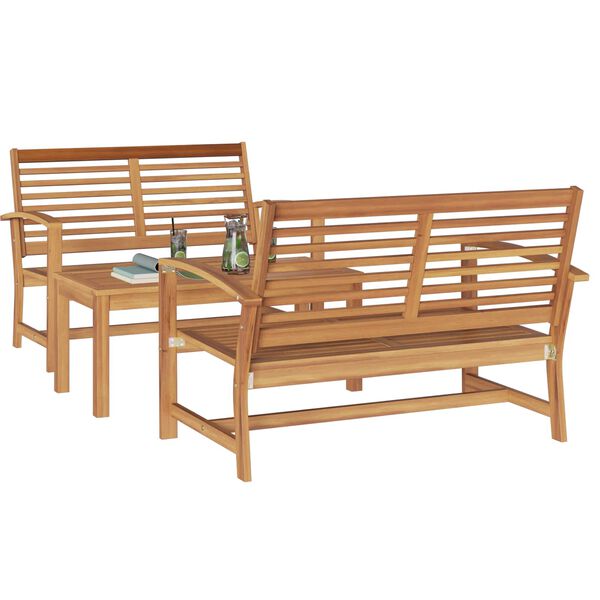 vidaXL Gartensofa-set 3 pcs Natur Massivholz Teak