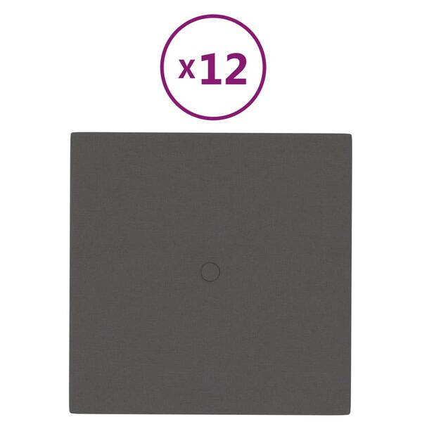 vidaXL Wandpaneele 12 Stk. Dunkelgrau 30x30 cm Stoff 1,08 m&sup2;