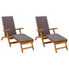vidaXL Liegestuhl zum Verstellen und Klappen 2 pcs Grau
