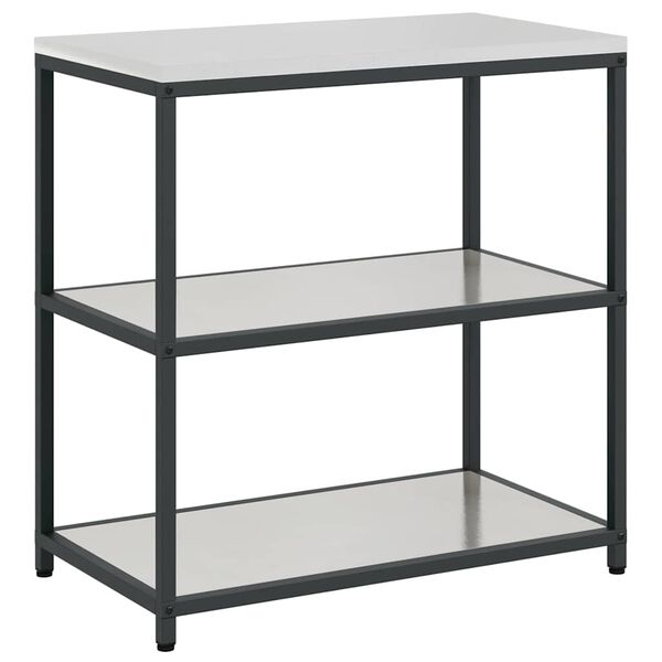 vidaXL K&uuml;chenaufbewahrung mit Regal Silber 60 x 50 x 92 cm Stahl