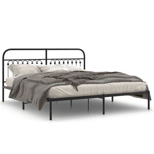 vidaXL Bettgestell mit Kopfteil Metall Schwarz 183x213 cm
