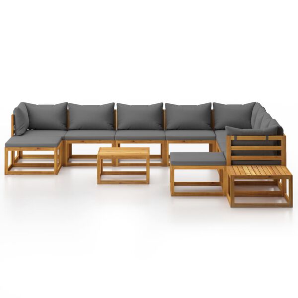 vidaXL 12-tlg. Garten-Lounge-Set mit Auflagen Massivholz Akazie