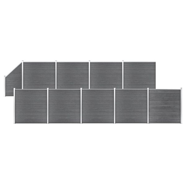 vidaXL WPC Zaun-Set 9 Quadrate + 1 Schräge 1657x186 cm Grau