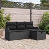 vidaXL Garten-Sofa-Set mit Kissen 4 pcs Schwarz Poly-Rattan