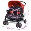 vidaXL Zwillingskinderwagen Stahl Rot und Schwarz