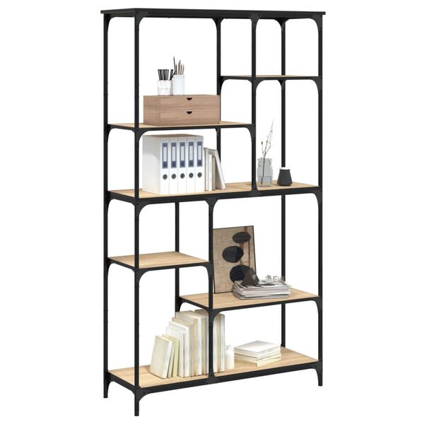 vidaXL B&uuml;cherregal Sonoma-Eiche 99x35,5x176 cm Holzwerkstoff und Stahl