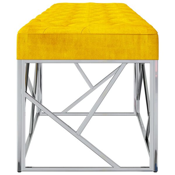 vidaXL Sitzbank 97 cm Senfgelb Samt und Edelstahl