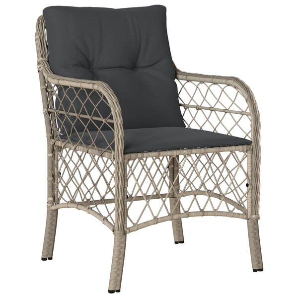 vidaXL 5-tlg. Garten-Essgruppe mit Kissen Hellgrau Poly Rattan