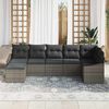vidaXL Garten-Sofa-Set mit Kissen mit Speicher 7 pcs Grau Poly-Rattan