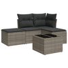 vidaXL 5-tlg. Garten-Sofagarnitur mit Kissen Grau Poly Rattan