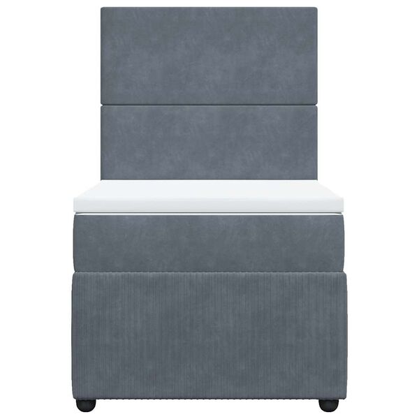 vidaXL Boxspringbett mit Matratze Dunkelgrau 90x200 cm Samt
