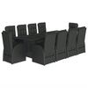 vidaXL 11-tlg. Garten-Essgruppe mit Kissen Schwarz Poly Rattan