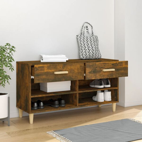 vidaXL Schuhschrank R&auml;uchereiche 102x35x55 cm Holzwerkstoff